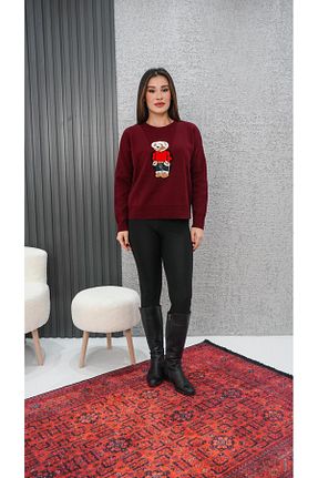 پلیور زرشکی زنانه ساده Neva Wear - کد 891403234