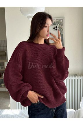 پلیور زرشکی زنانه اورسایز Dier Moda - کد 891417315