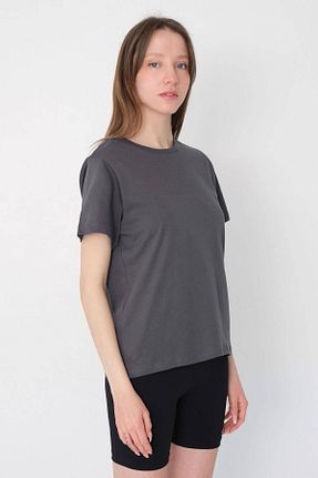تیشرت طوسی زنانه رگولار Addax - کد 669097054
