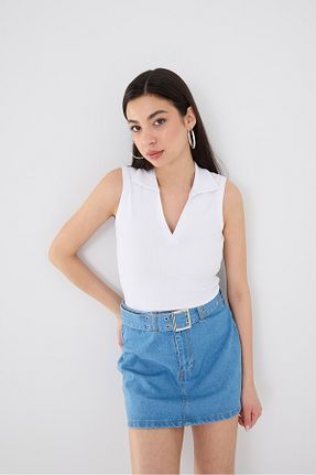 بلوز سفید زنانه ساده Addax - کد 819204392
