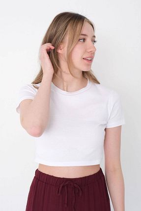 تیشرت سفید زنانه رگولار Addax - کد 680075690