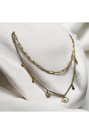 گردنبند استیل ( فولاد ) طلائی زنانه استیل ضد زنگ özgül takı ve tasarım - کد 891444545