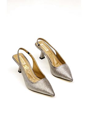 کفش پاشنه بلند کلاسیک طلائی زنانه چرم Zoom Women Style - کد 891427189