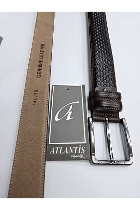 کمربند قهوه ای مردانه چرم خالص Atlantis Collection - کد 891446976