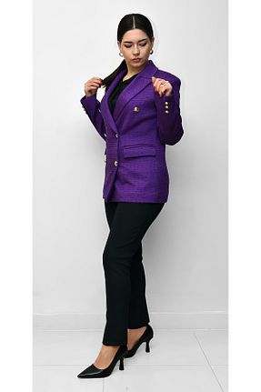 کت بلیزر بنفش زنانه رگولار Şeker Portakalım - کد 893537537