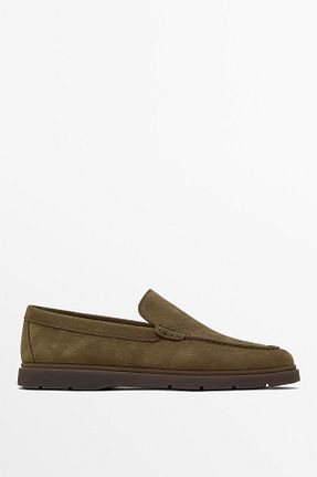 کفش لوفر خاکی مردانه چرم خالص Massimo Dutti - کد 891510105