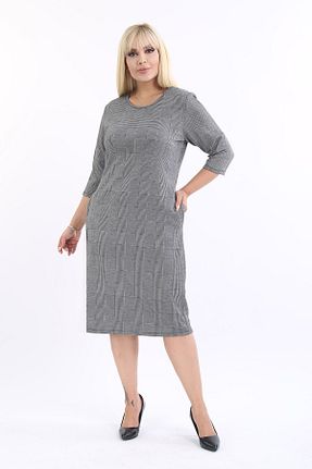 لباس سایز بزرگ طوسی زنانه پنبه ای FARBAPLUS - کد 345190780