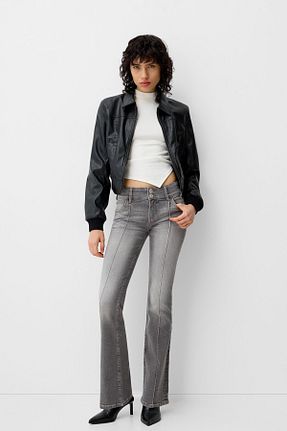 شلوار جین طوسی زنانه رگولار Bershka - کد 891522770