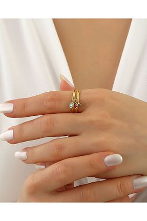 انگشتر نقره طلائی زنانه 925 عیار MEKS PRIVE - کد 891526776