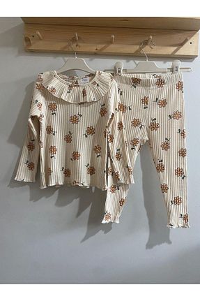 ست بالاتنه و پائین تنه بژ بچه گانه پنبه ای minibambi - کد 810558266