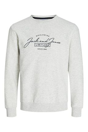 سوئیشرت طوسی مردانه Slogan Jack & Jones - کد 849760138