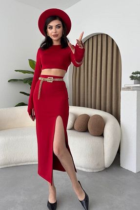 ست بالاتنه و پائین تنه قرمز زنانه بافتنی barış sülün lovebox - کد 891706099