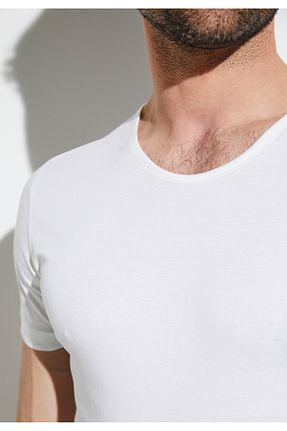 تیشرت سفید مردانه یقه دوچرخه Zimmerli - کد 892716351