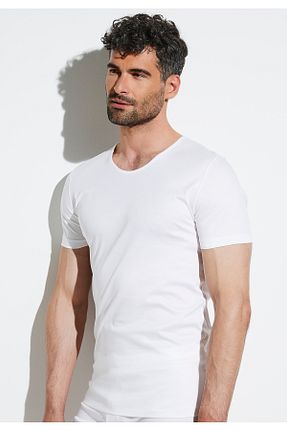 تیشرت سفید مردانه یقه دوچرخه Zimmerli - کد 892716351