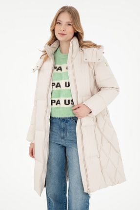 پالتو پشمی طوسی زنانه Fitted U.S. Polo Assn. - کد 891741338