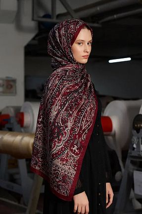 شال زرشکی زنانه پلی استر Madame Polo - کد 891755890
