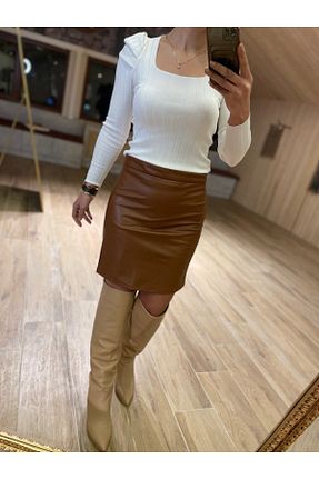 دامن قهوه ای زنانه رگولار caddstore - کد 891750565
