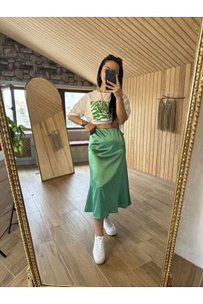 دامن سبز زنانه ساتن caddstore - کد 891751503