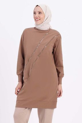 تونیک حجاب قهوه ای زنانه پنبه پلی استر ALLDAY - کد 891784299