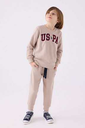 ست لباس راحتی بژ بچه گانه ساده U.S. Polo Assn. - کد 892859525