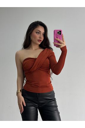 بلوز نارنجی زنانه ساده Büşra Doğramacı - کد 891787575