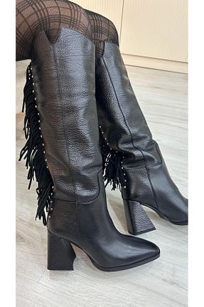چکمه مشکی زنانه چرم خالص by emine eren emotion shoes - کد 885704718