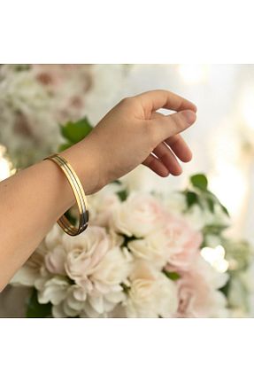 دستبند استیل (فولاد) طلائی زنانه استیل (فولاد) Pretty - کد 891793369