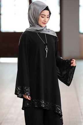 ست بالاتنه و پائین تنه حجاب مشکی رگولار modapodyum - کد 891786978