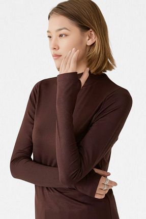 بلوز قهوه ای زنانه ساده VODENS - کد 892863120