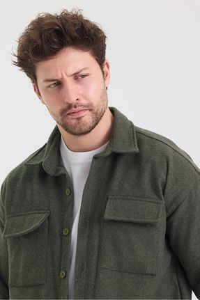 پیراهن خاکی مردانه رگولار allymoda - کد 789744543
