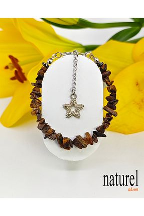 دستبند جواهر قهوه ای زنانه سنگ طبیعی Naturel Tılsım - کد 289575425