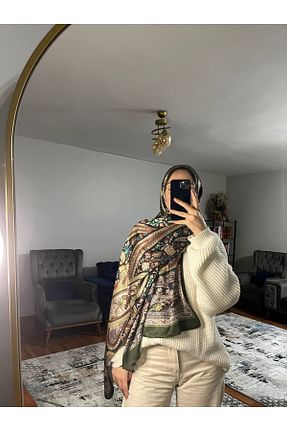 شال خاکی زنانه ابریشم MODA - کد 891879962
