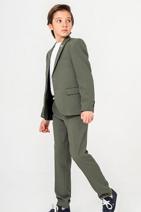 کت و شلوار خاکی بچه گانه یقه کتی carino