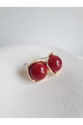 گوشواره جواهر زرشکی فلزی BHR AKSESUAR - کد 891904890