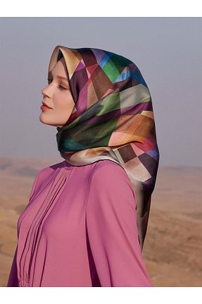 روسری رنگی کرپ ساتن ابریشم Armine - کد 801459159