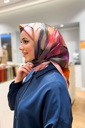 روسری رنگی کرپ ساتن ابریشم Armine - کد 813209740