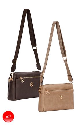 کیف دوشی قهوه ای زنانه چرم مصنوعی Adelina Bags - کد 891918942