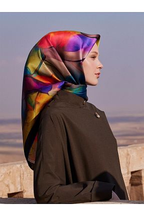 روسری رنگی کرپ ساتن ابریشم Armine - کد 801460014