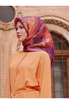 روسری رنگی کرپ ساتن ابریشم Armine - کد 801447342