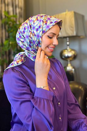 روسری رنگی کرپ ساتن ابریشم Armine - کد 891933410