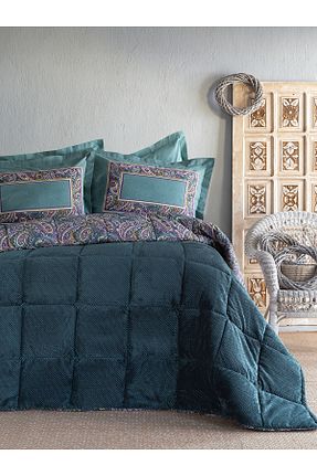 ست لحاف و روکش لحاف و روکش بالش دو نفره سبز پنبه ای BED LİNE - کد 891962758