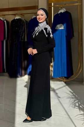 لباس مجلسی حجاب مشکی زنانه یقه ایستاده Bym Fashion - کد 893307187