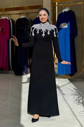 لباس مجلسی حجاب مشکی زنانه یقه ایستاده Bym Fashion - کد 893307187