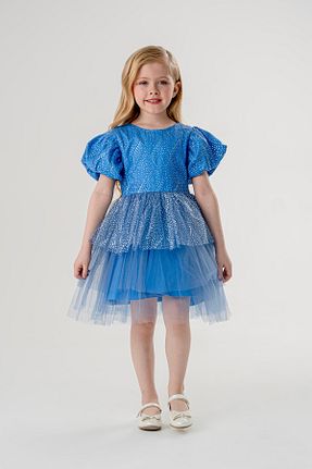 لباس مجلسی و فارغ التحصیلی آبی بچه گانه توری Eray Kids - کد 883153237