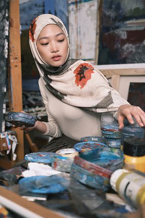 شال رنگی زنانه ویسکون Qef - کد 893311099