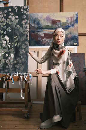 شال رنگی زنانه ویسکون Qef - کد 893311099