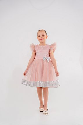 لباس مجلسی و فارغ التحصیلی صورتی بچه گانه توری Eray Kids - کد 883153723