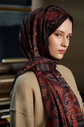 شال قهوه ای زنانه پلی استر Madame Polo - کد 891982050