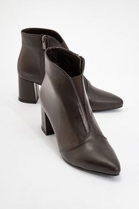 بوت / نیم بوت قهوه ای زنانه چرم خالص luvishoes - کد 891999235