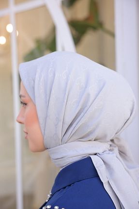 روسری طوسی پنبه ای QASSA SHAL - کد 893315218